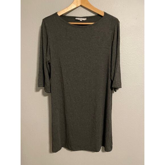 Bryn Walker Womens Tunic Dress Small Gray Striped Stretch Short Sleeve Casual - Picture 1 of 8